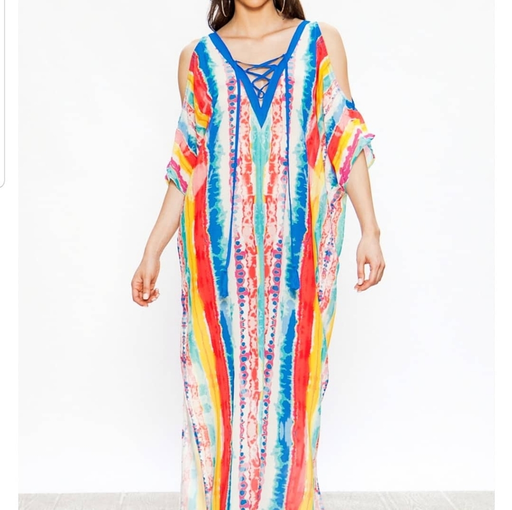 Laced Watercolor Print Kaftan -Jealous Tomato Brand